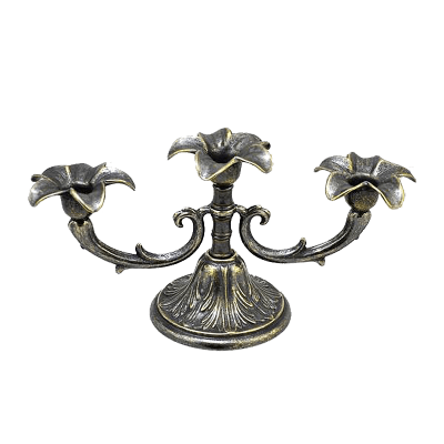 Фото - Канделябр трехрожковый Цветок антик 14 х 27 см
