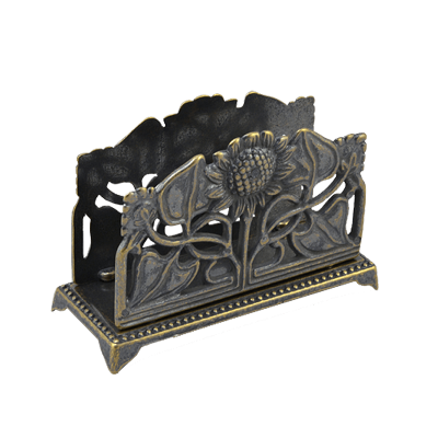 Салфетница из латуни Подсолнухи антик 10 х 6 см Салфетница из латуни Подсолнухи антик 10 х 6 см