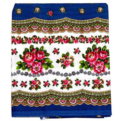 Скатерть лен 100% Посад синий фон 140 х 180 см