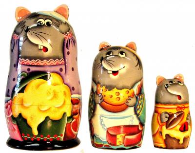 Фото - Матрешка авторская Мышь повариха 3 места 13 см