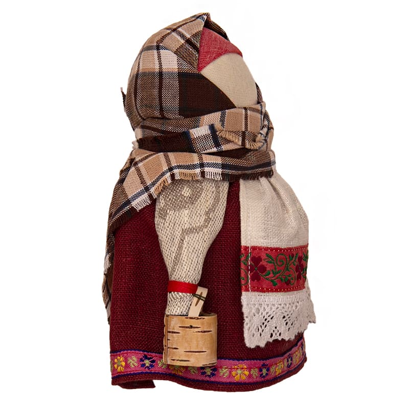 Фото - Оберег кукла ручной работы Зерновушка с туеском 17 см