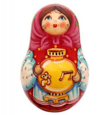 Фото - Матрёшка Неваляшка с колокольчиком Девушка с самоваром 12 см Фото - Матрёшка Неваляшка с колокольчиком Девушка с самоваром 12 см