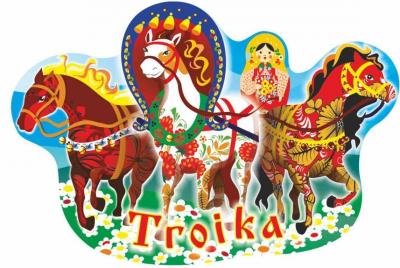 Фото - Магнит сувенирный Тройка с матрешкой 5,7 х 8 см