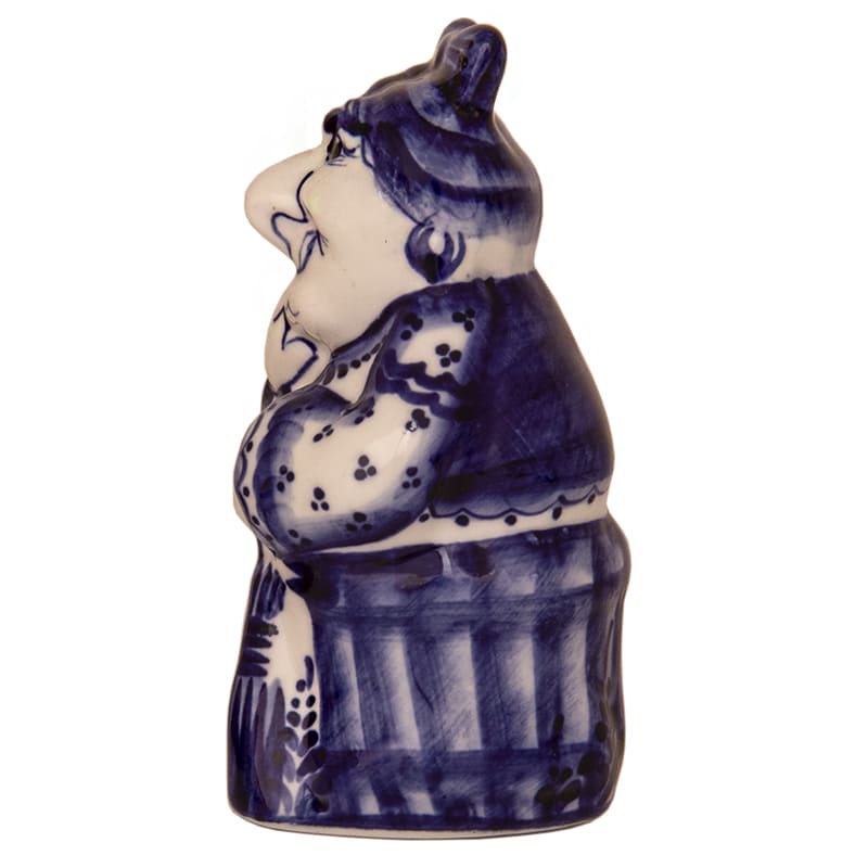 Фото - Статуэтка гжель Баба Яга с помелом 12 см