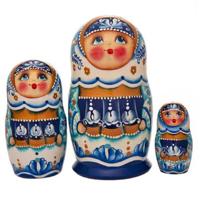Фото - Матрешка Костюмная Гжель 3 места 13 см Фото - Матрешка Костюмная Гжель 3 места 13 см