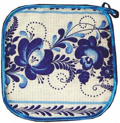 Фото - Прихватка вафельная ткань Гжель 20 х 20 см