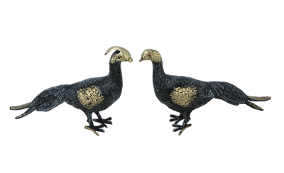 Фото - Статуэтки Павлины пара с синим отливом 19 х 32 см