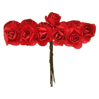 Фото - Искусственный букет алые розочки 12 шт
