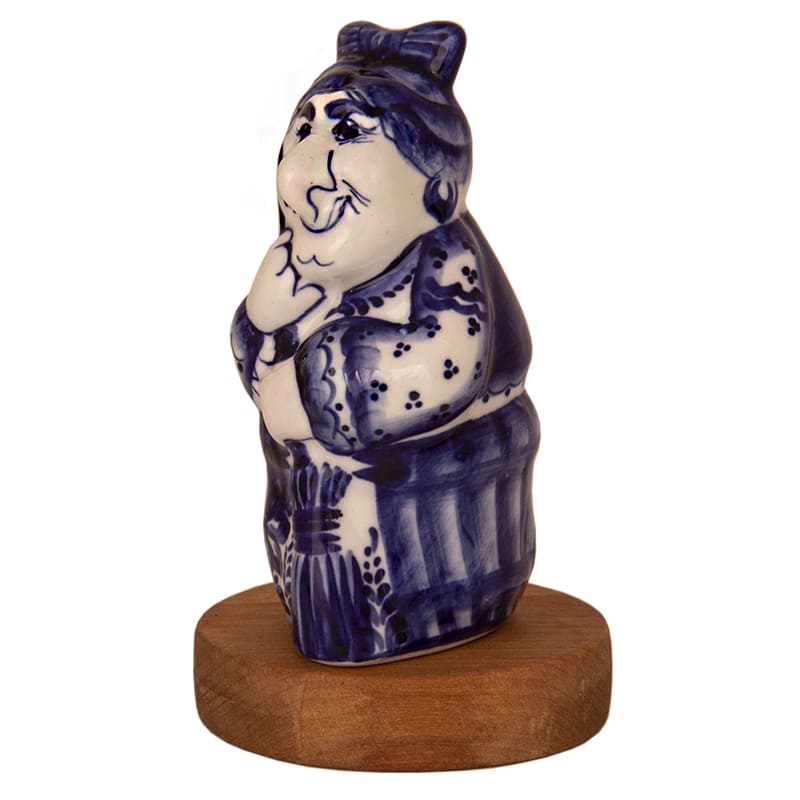 Фото - Статуэтка гжель Баба Яга с помелом 12 см