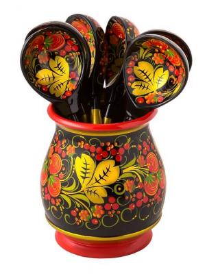 Фото - Набор Хозяюшка фабричный 6 ложек и подставка 13 см