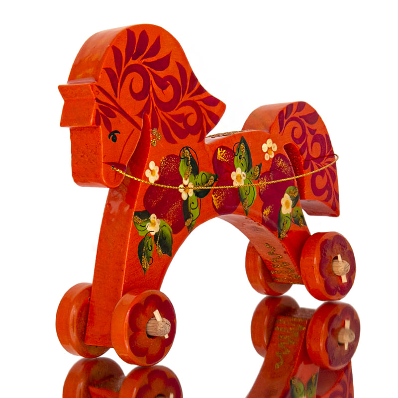 Фото - Деревянная игрушка каталка Лошадка Зорька 18 х 15 см