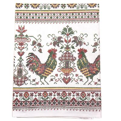 Фото - Скатерть льняная 120 х 150 см Петушки Фото - Скатерть льняная 120 х 150 см Петушки