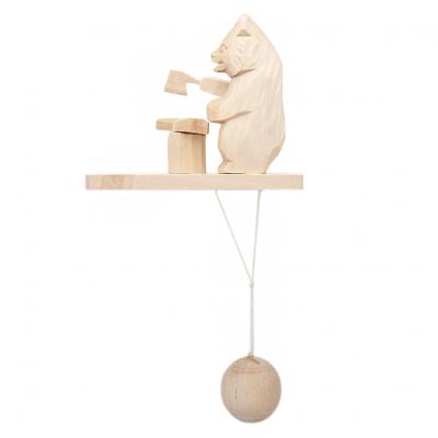 Фото - Игрушка старорусская резьба Мишка с рыбкой 12 х 4,5 см