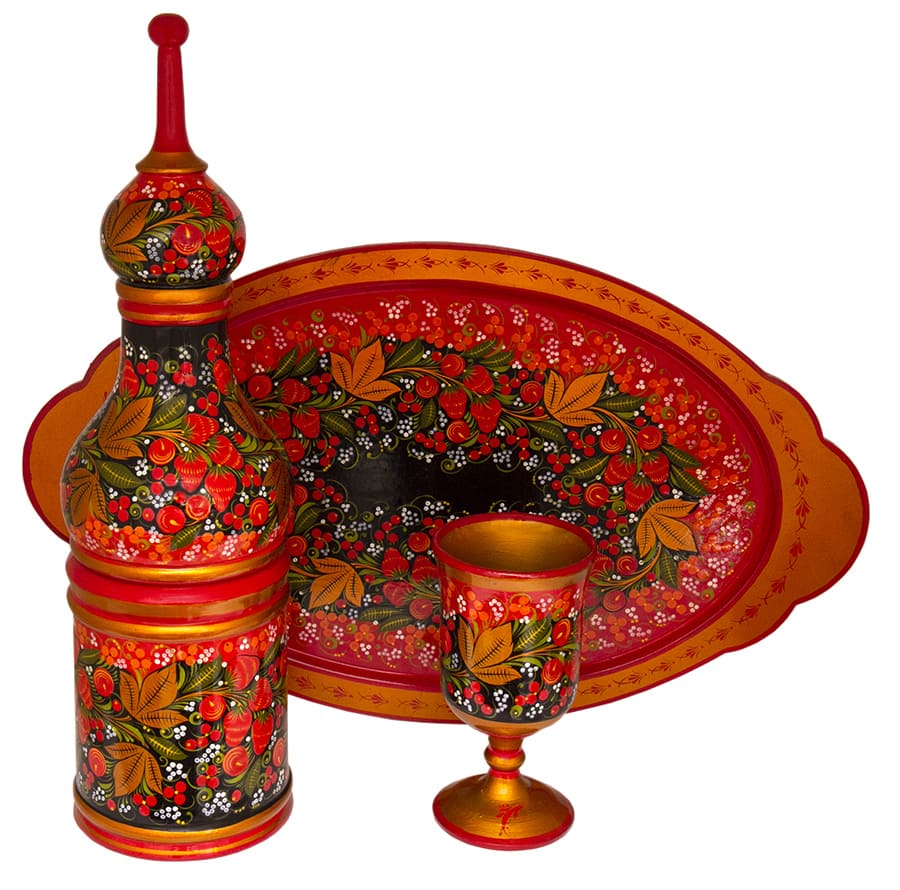 Фото - Набор для шампанского Хохлома "Красное лето" 8 предметов