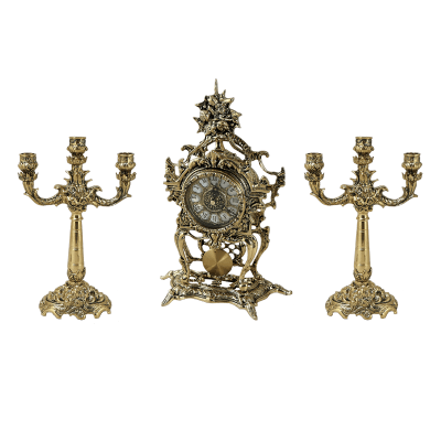 Фото - Комплект из бронзы часы и канделябры "Под розами"