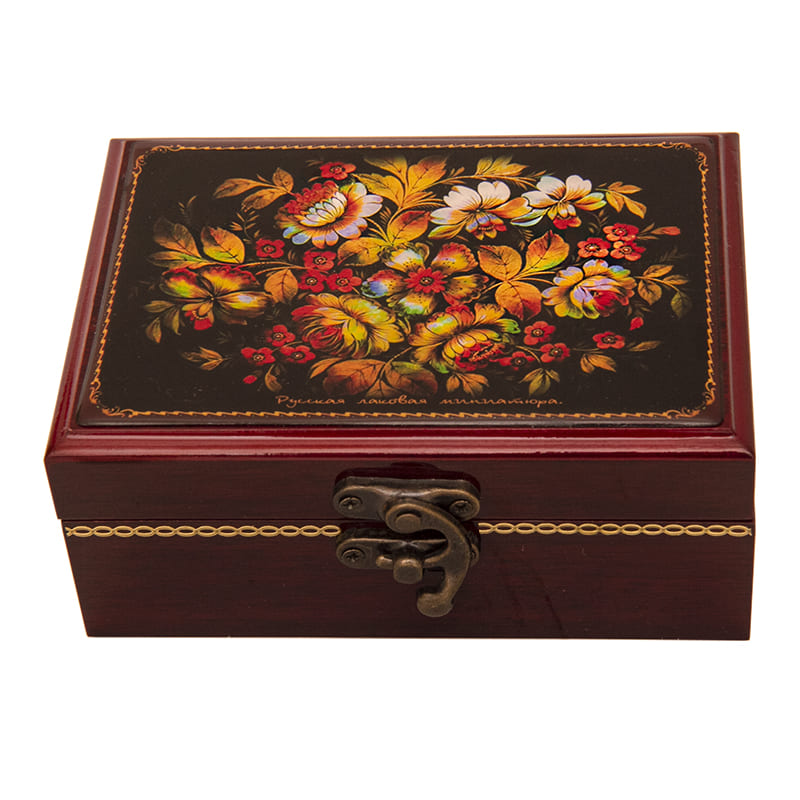 Фото - Деревянная шкатулка для украшений Осенний букет 13 х 9 см