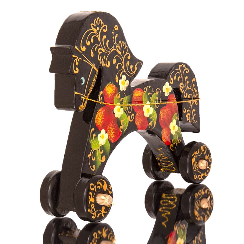 Фото - Деревянная лошадка каталка Черный конь 18 х 15 см