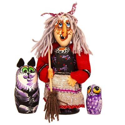 Фото - Матрешка Баба Яга колдунья 3 места 15 см