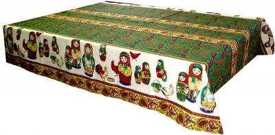Фото - Скатерть хлопковая в русском стиле Матрешки 2,2 х 1,5 м