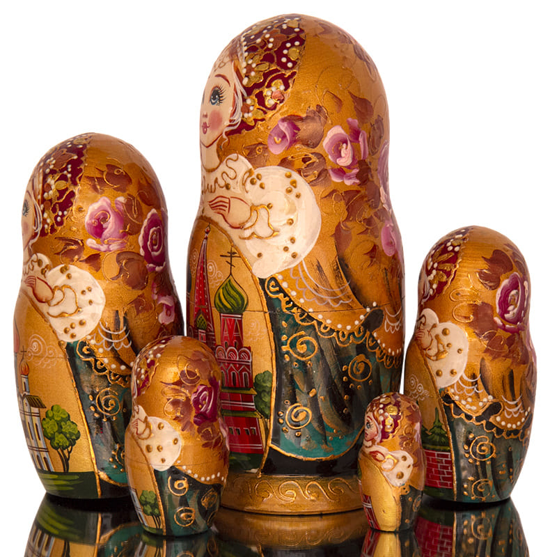 Фото - Матрешка авторская Храмы Москвы 5 мест 17 см