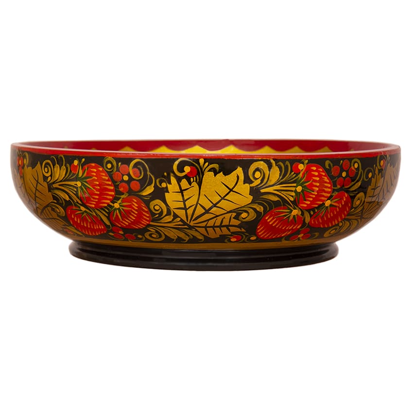 Фото - Сухарница деревянная точеная Хохлома "Солнышко" 19 х 5 см