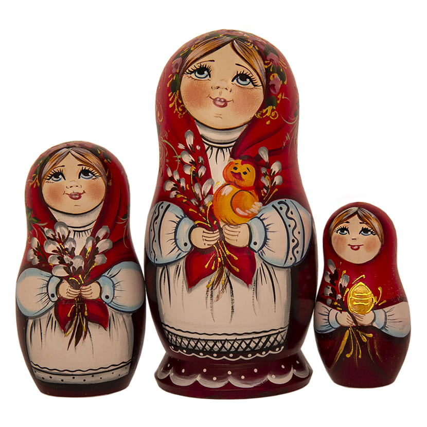 Фото - Матрешка авторская деревянная Пасхальная 5 мест 18 см