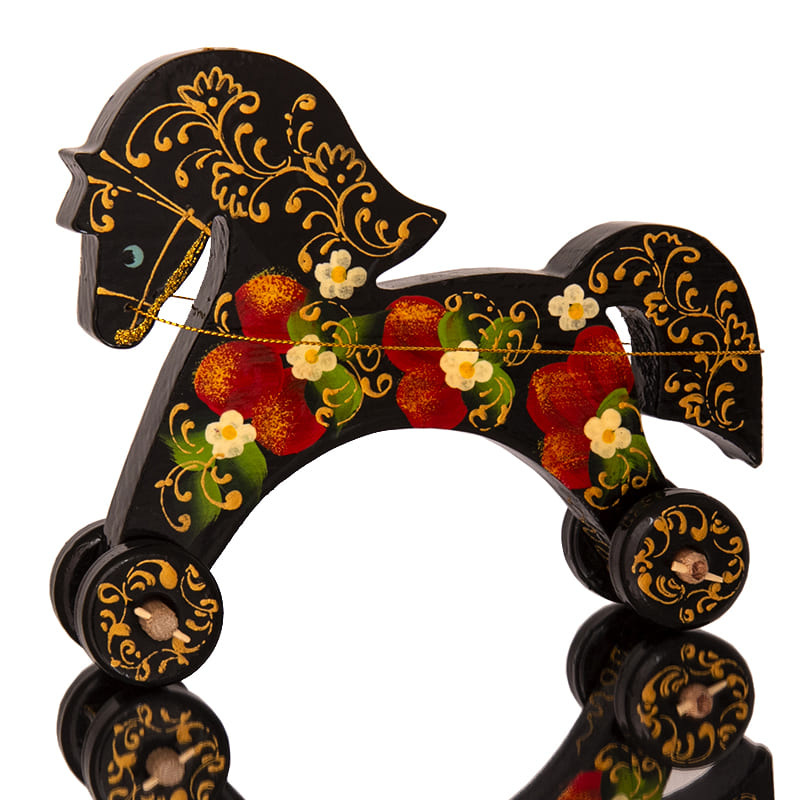 Фото - Деревянная лошадка каталка Черный конь 18 х 15 см