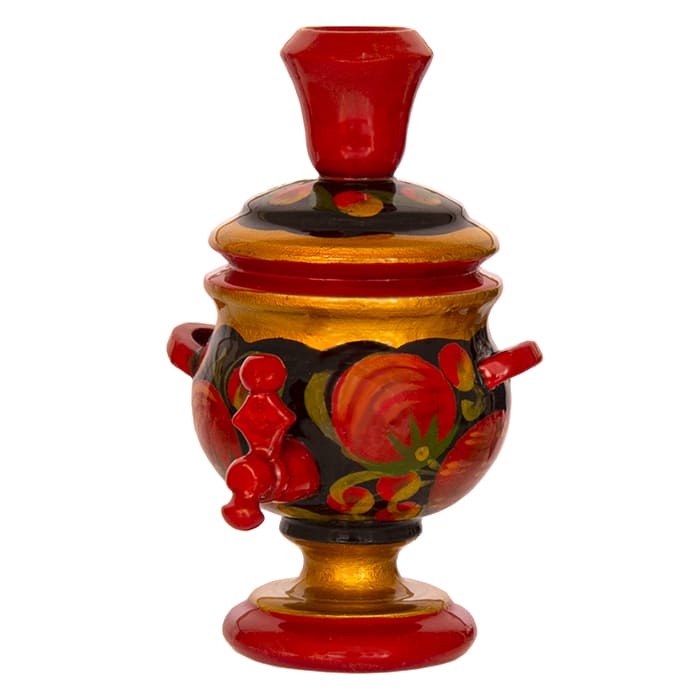 Фото - Деревянный самовар маленький "Малыш" Хохлома 10 х 7 см