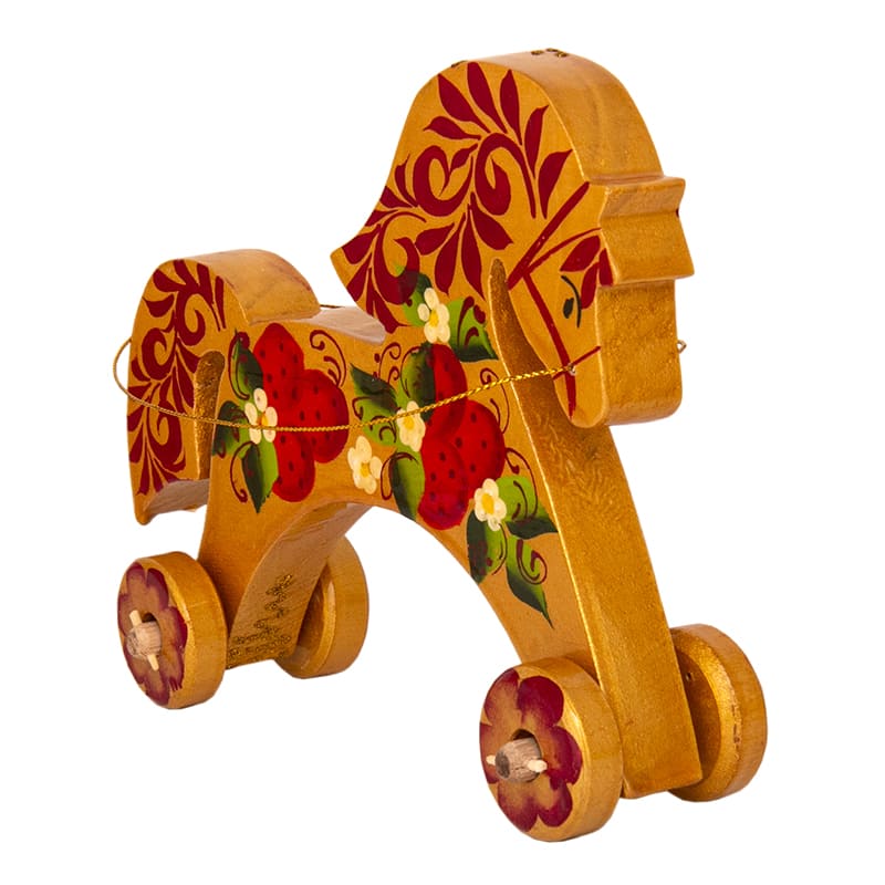 Фото - Деревянная лошадка на колесиках Традиции 18 х 15 см