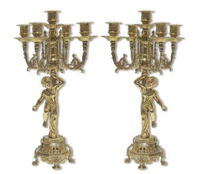 Фото - Пара канделябров на 5 свечей Купидоны