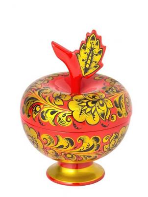 Фото - Солонка хохломская с крышкой Яблочко 13 см