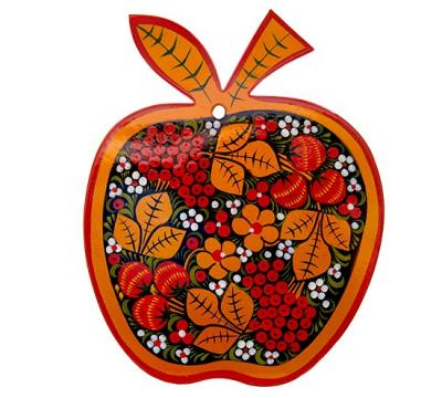 Фото - Доска разделочная деревянная Яблочко Хохлома 25 х 20 см Фото - Доска разделочная деревянная Яблочко Хохлома 25 х 20 см