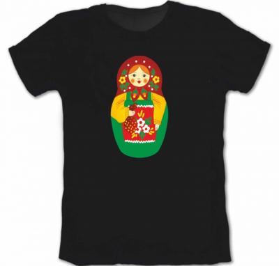 Фото - Футболка черная Матрешка размеры в ассортименте