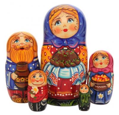 Фото - Матрешка авторская Встреча 5 мест 17 см Фото - Матрешка авторская Встреча 5 мест 17 см