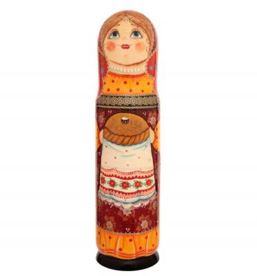 Фото - Футляр для бутылки водки 0,5 Девушка с караваем 32 см