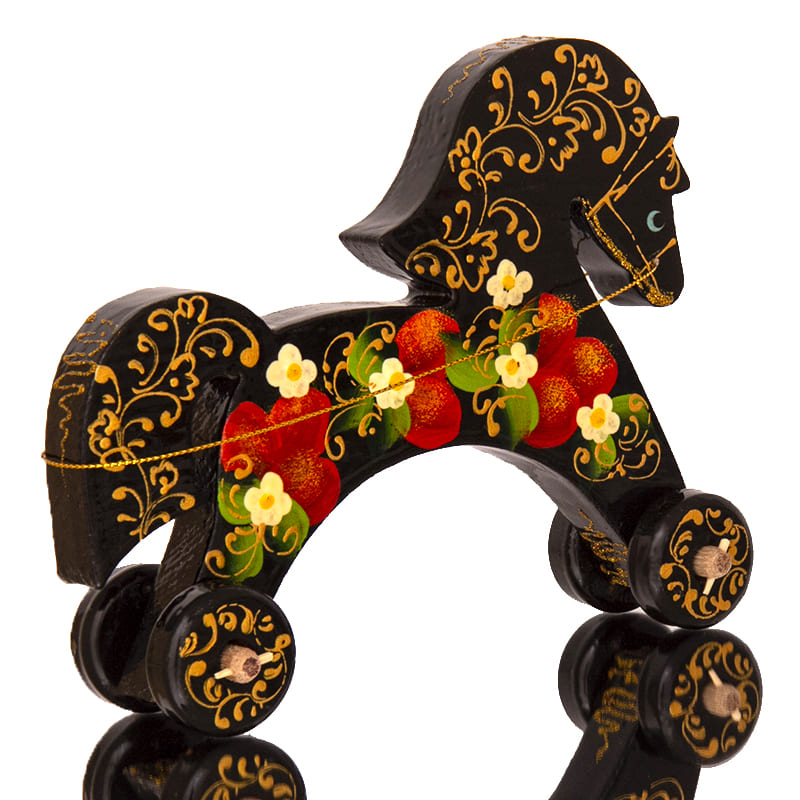 Фото - Деревянная лошадка каталка Черный конь 18 х 15 см