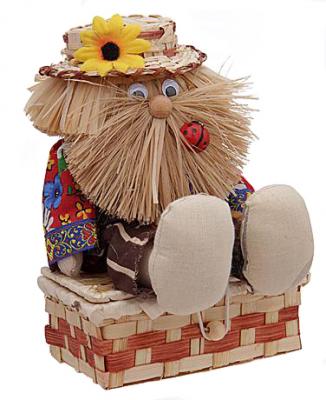 Фото - Домовичёк Кузя оберег c плетеной шкатулкой 26,5 см