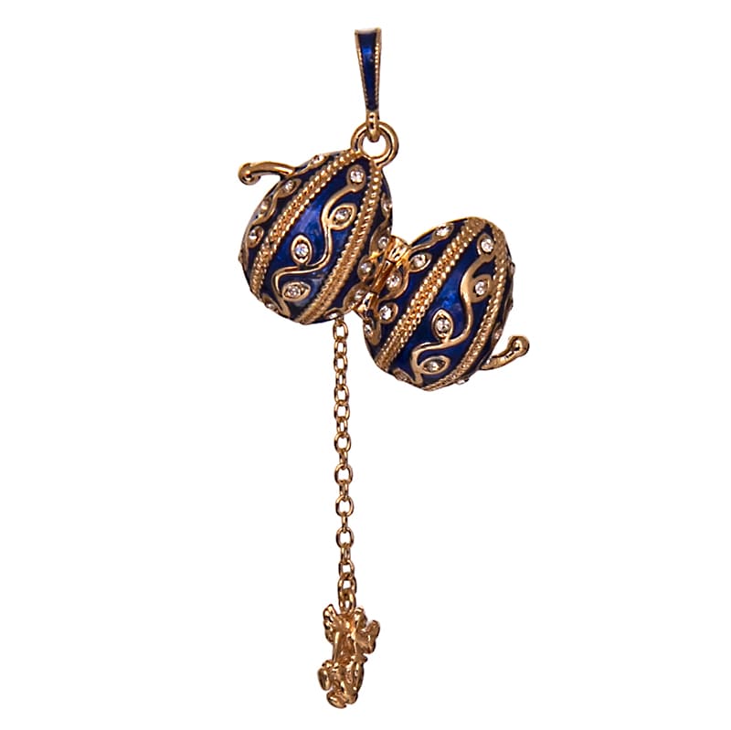 Фото - Подвеска пасхальное яйцо Веточка синий фон 2,5 см