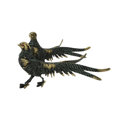 Фото - Бронзовые статуэтки Фазаны антик 14 х 27 см