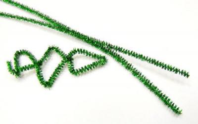 Фото - Синельная проволока зеленая люрекс 30 см 20 шт