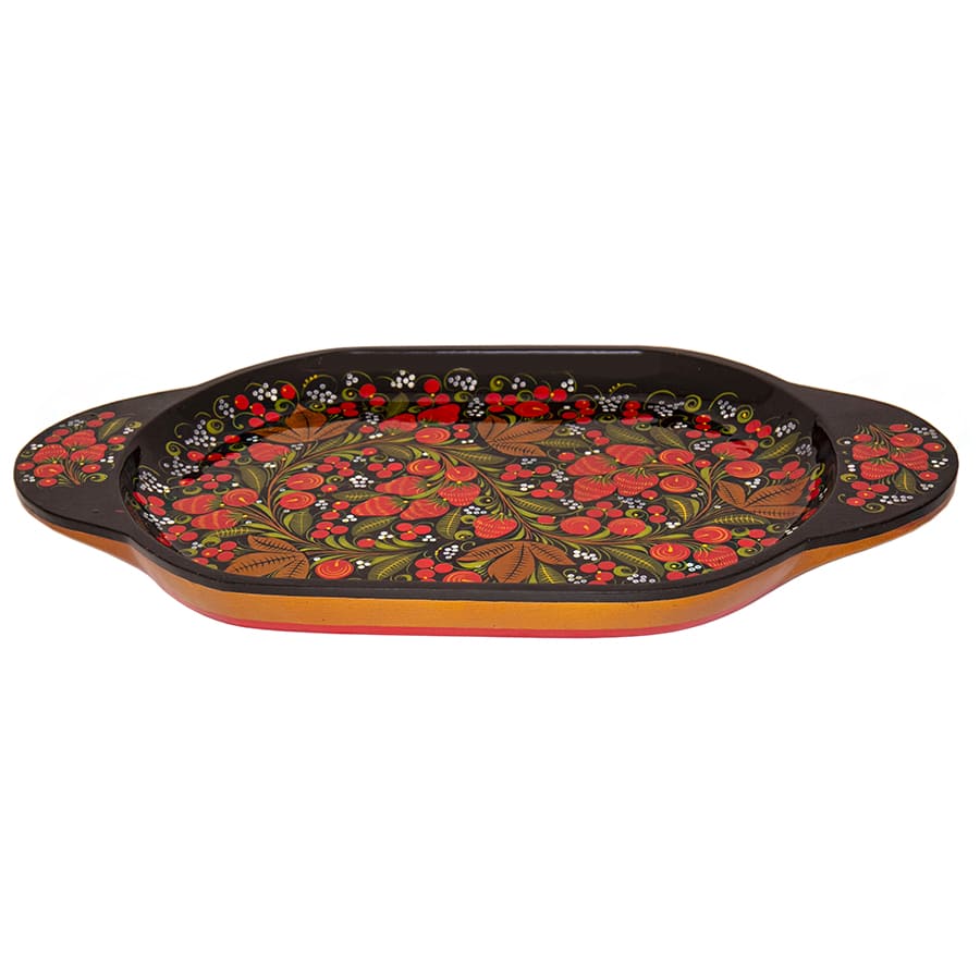 Фото - Сухарница деревянная Хохлома "Сказочка" 36 х 21 см