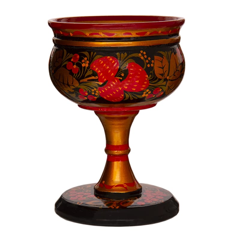 Фото - Хохломская конфетница вазочка "Лакомка" 16 см Фото - Хохломская конфетница вазочка "Лакомка" 16 см