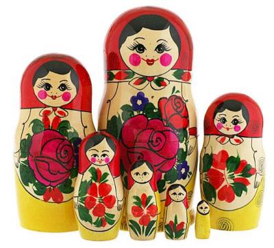 Фото - Матрёшка традиционная "Русский платок" 7 мест высота 22 см