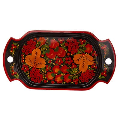 Фото - Поднос деревянный с ручками хохлома "Десертный" 28,5 х 15,5 см