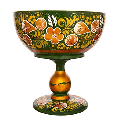 Фото - Конфетница на ножке Хохлома Ландыши 18 х 16 см