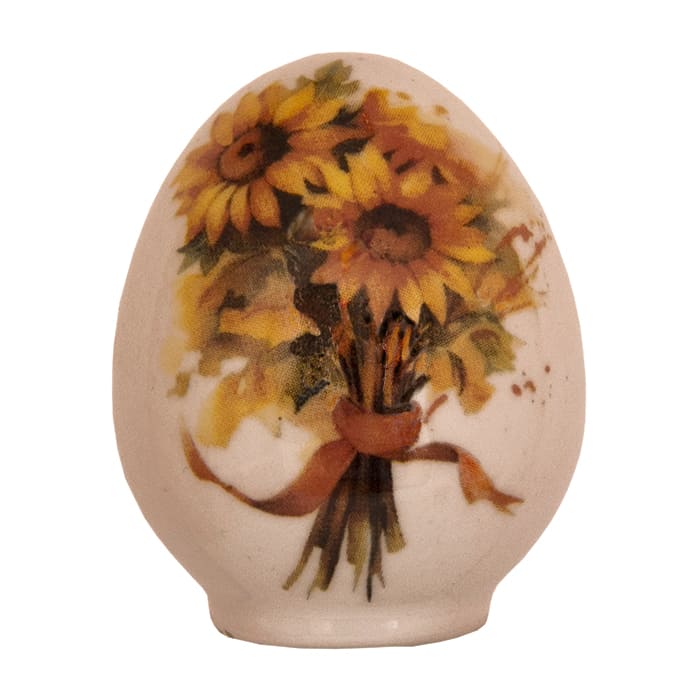 Фото - Пасхальное яйцо Гжель Подсолнухи и ирисы 5 х 6 см