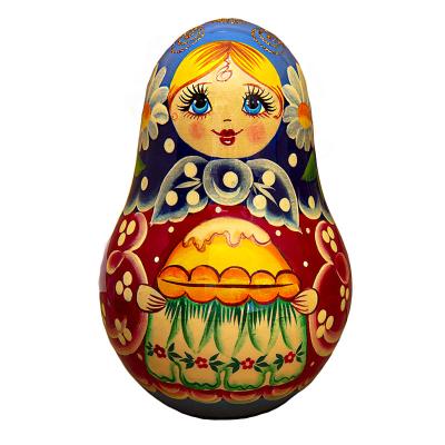 Фото - Матрешка неваляшка авторская Девочка с караваем 15 см