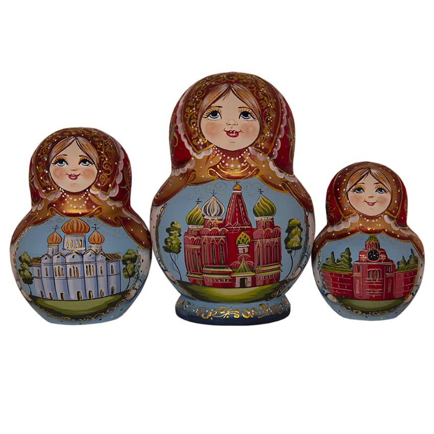 Фото - Матрешка сюжетная деревянная 10 мест "Московский колорит" 19 см