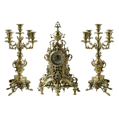 Фото - Каминный бронзовый набор Ажур с канделябрами