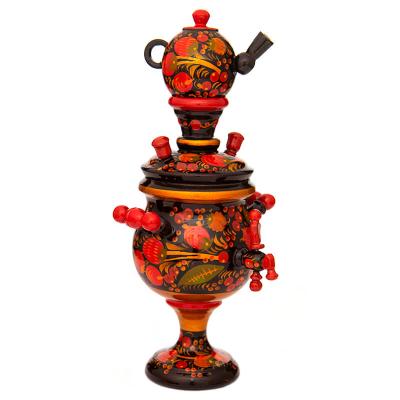 Фото - Деревянный расписной самовар Хохломской узор 30 см Фото - Деревянный расписной самовар Хохломской узор 30 см